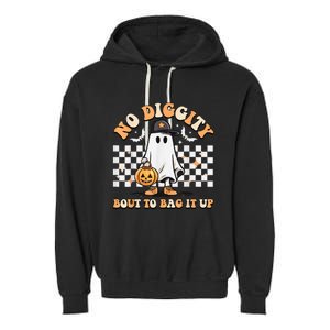 No Diggity Bout To Bag It Up Cute Ghost Halloween Kids Candy Garment-Dyed Fleece Hoodie