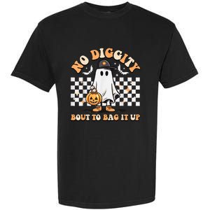 No Diggity Bout To Bag It Up Cute Ghost Halloween Kids Candy Garment-Dyed Heavyweight T-Shirt