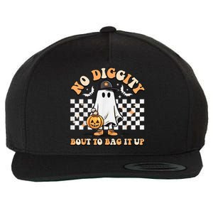 No Diggity Bout To Bag It Up Cute Ghost Halloween Kids Candy Wool Snapback Cap