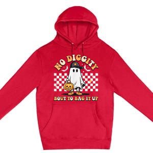 No Diggity Bout To Bag It Up Cute Ghost Halloween Kids Candy Premium Pullover Hoodie