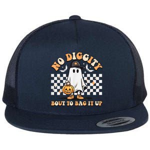 No Diggity Bout To Bag It Up Cute Ghost Halloween Kids Candy Flat Bill Trucker Hat