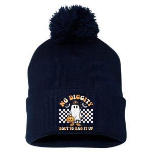 No Diggity Bout To Bag It Up Cute Ghost Halloween Kids Candy Pom Pom 12in Knit Beanie