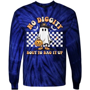 No Diggity Bout To Bag It Up Cute Ghost Halloween Kids Candy Tie-Dye Long Sleeve Shirt