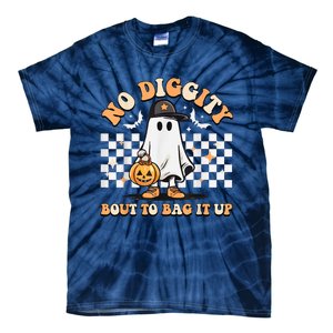 No Diggity Bout To Bag It Up Cute Ghost Halloween Kids Candy Tie-Dye T-Shirt