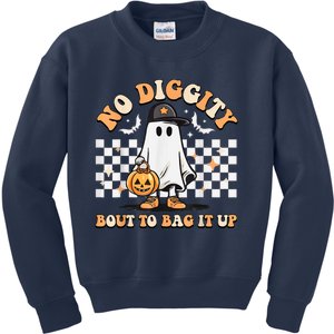 No Diggity Bout To Bag It Up Cute Ghost Halloween Kids Candy Kids Sweatshirt