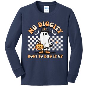 No Diggity Bout To Bag It Up Cute Ghost Halloween Kids Candy Kids Long Sleeve Shirt