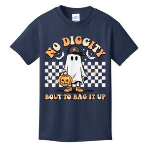 No Diggity Bout To Bag It Up Cute Ghost Halloween Kids Candy Kids T-Shirt