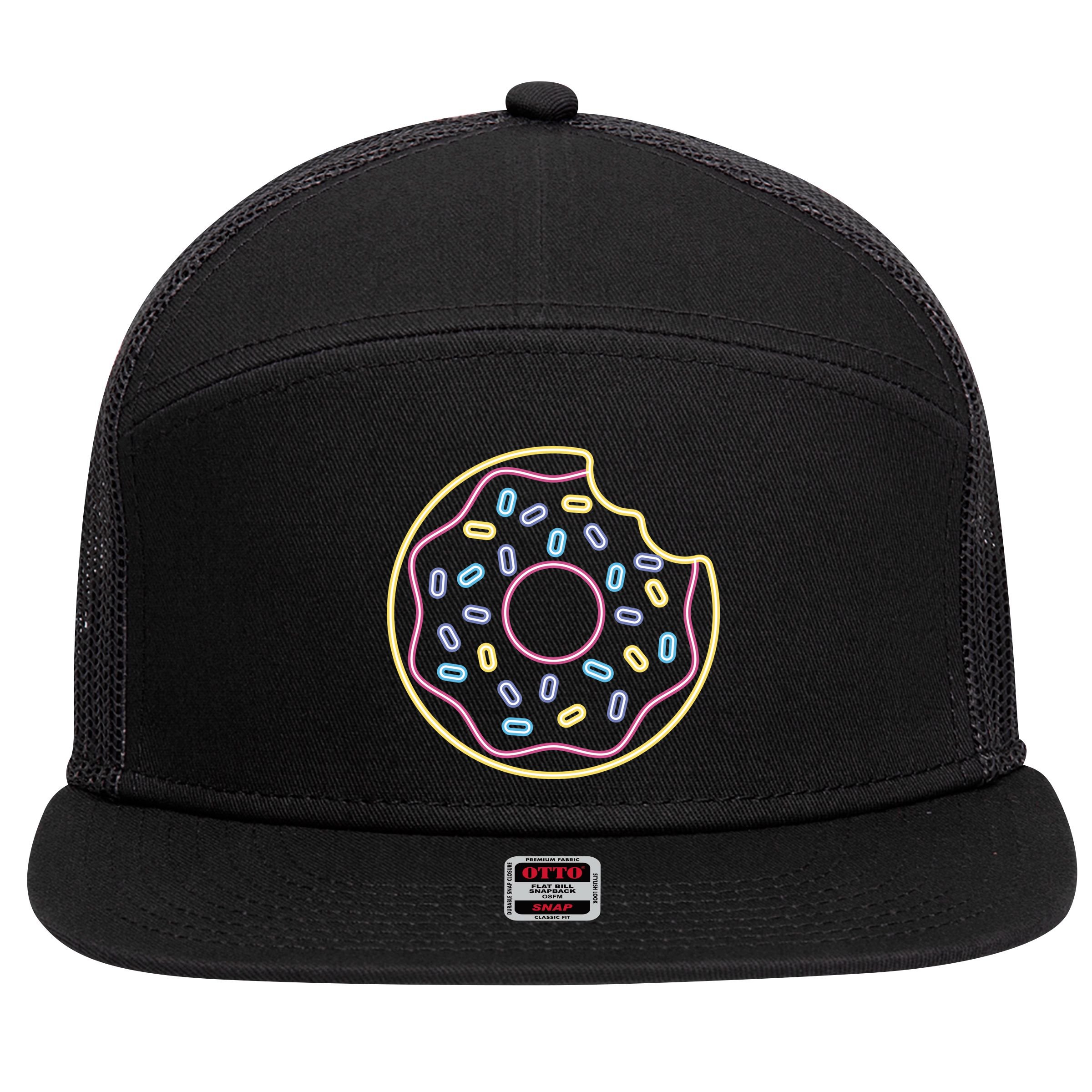 Neon Donut Bite 7 Panel Mesh Trucker Snapback Hat