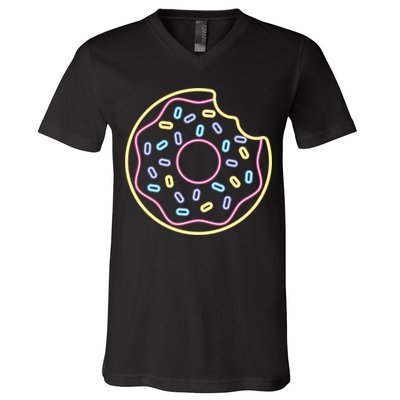 Neon Donut Bite V-Neck T-Shirt