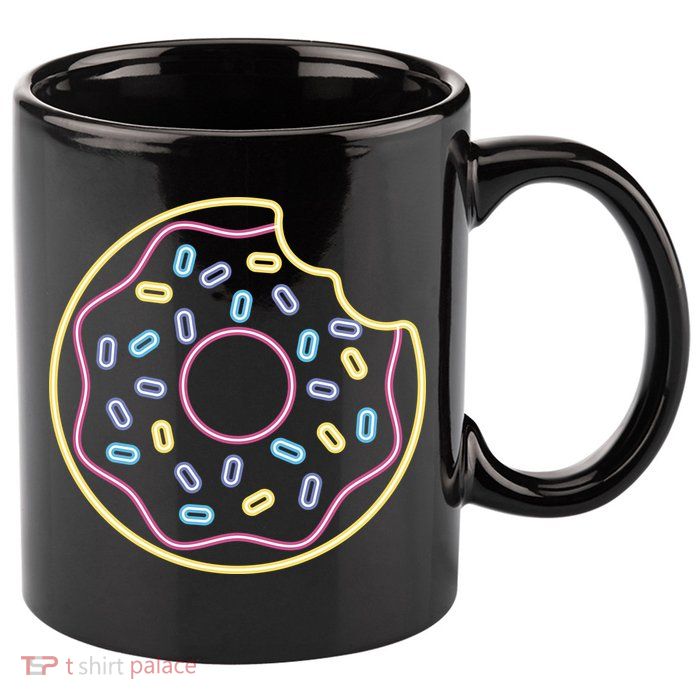 Neon Donut Bite 11oz C Handle Ceramic Mug