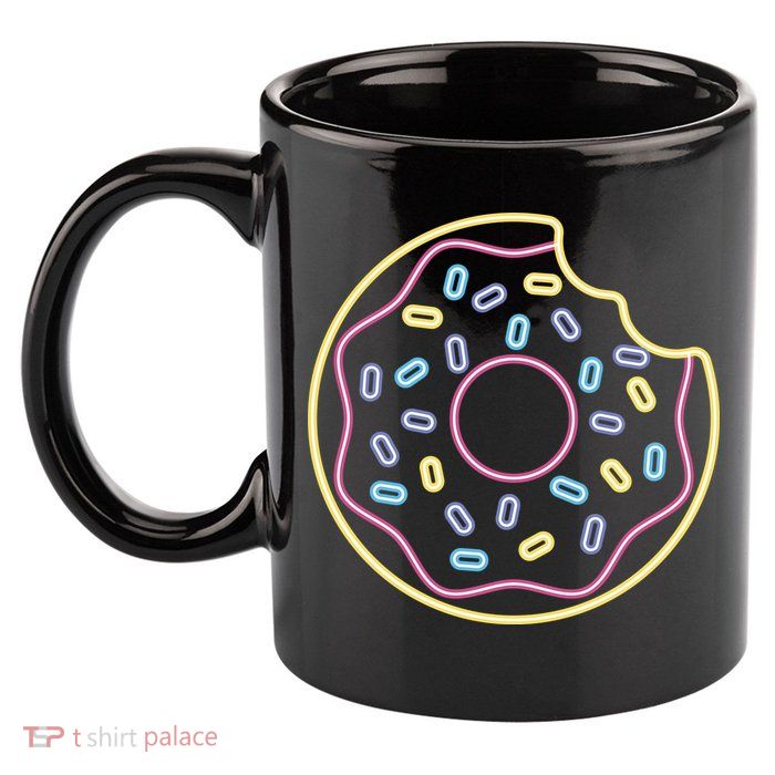 Neon Donut Bite 11oz C Handle Ceramic Mug