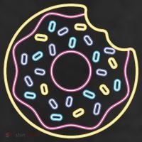 Neon Donut Bite 11oz C Handle Ceramic Mug