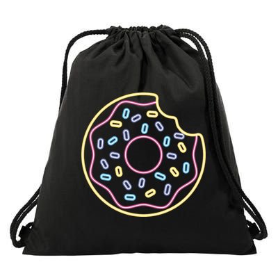 Neon Donut Bite Drawstring Bag