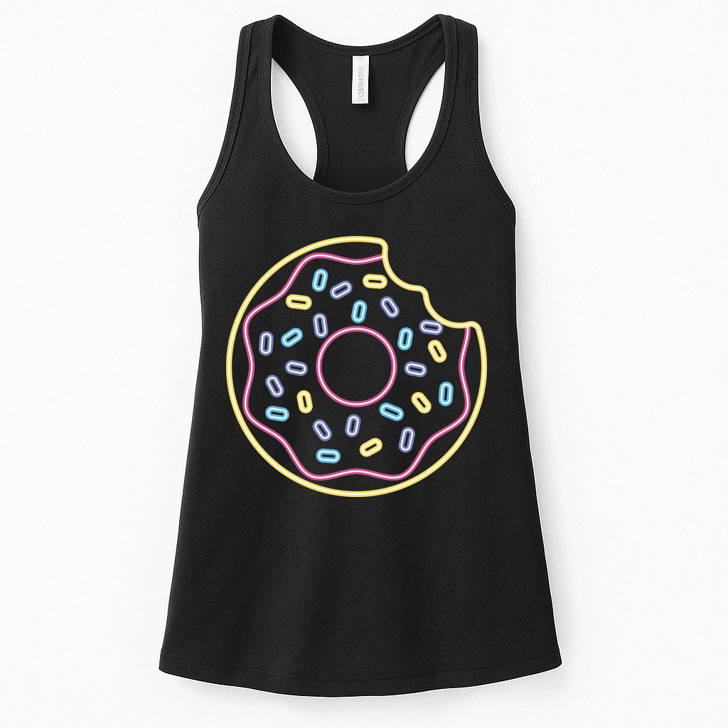 Neon Donut Bite Womens Tank Top