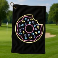 Neon Donut Bite Golf Towel