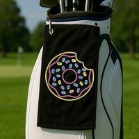 Neon Donut Bite Golf Towel
