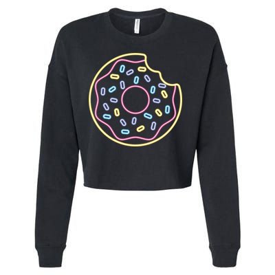 Neon Donut Bite Cropped Pullover Crew