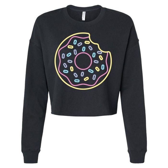Neon Donut Bite Cropped Pullover Crew