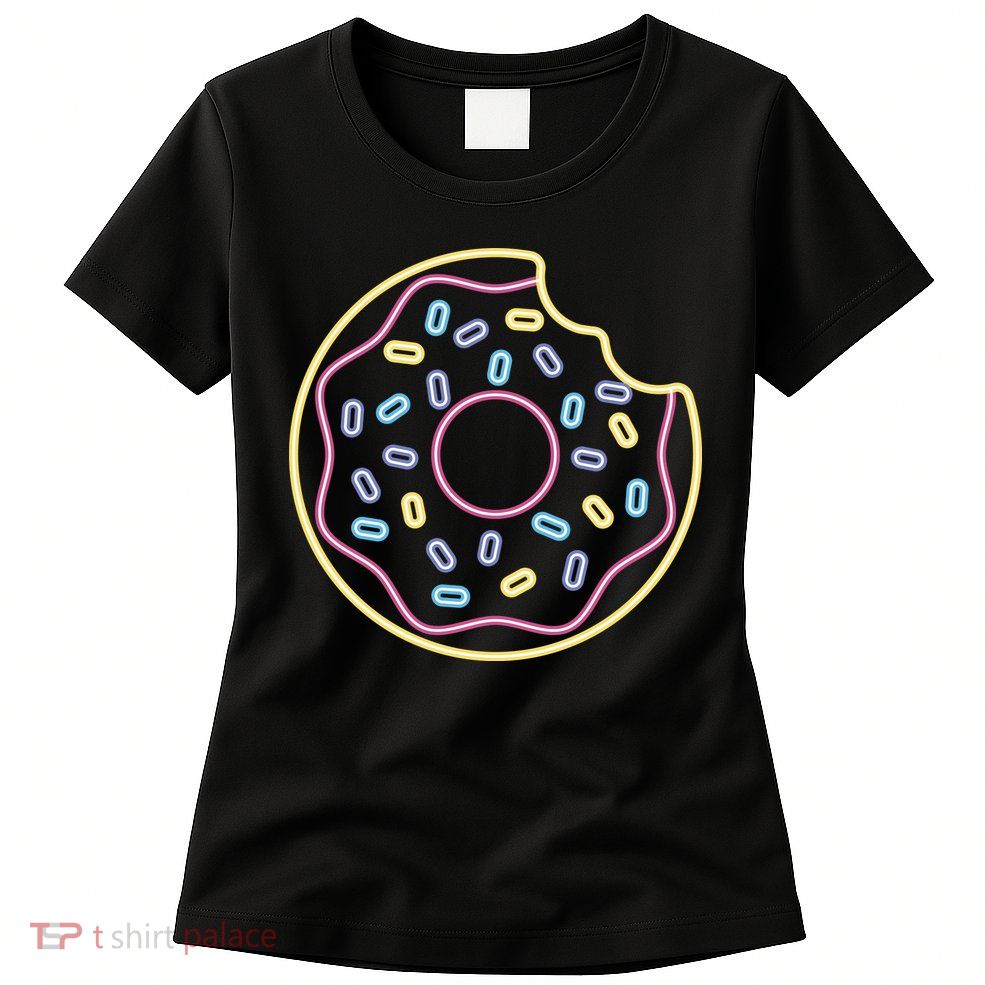Neon Donut Bite Womens T-Shirt