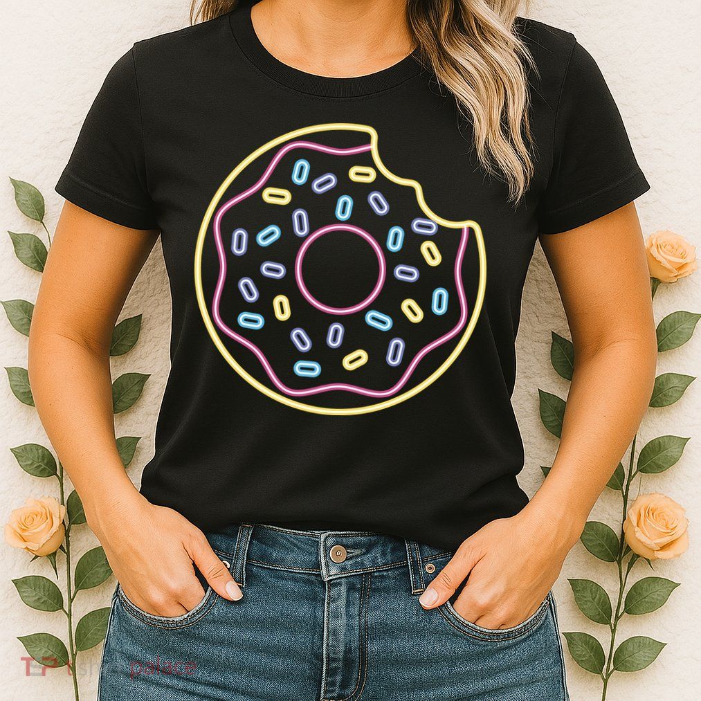 Neon Donut Bite Womens T-Shirt