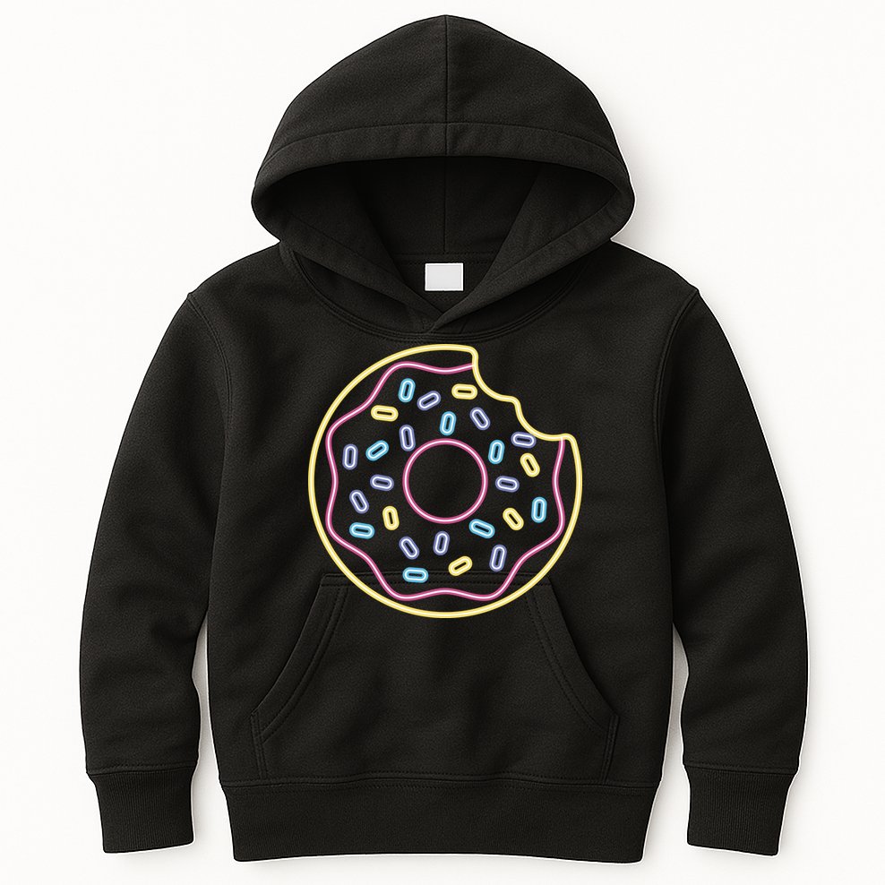 Neon Donut Bite Kids Hoodie