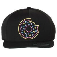 Neon Donut Bite Wool Snapback Cap