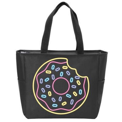Neon Donut Bite Zip Tote Bag