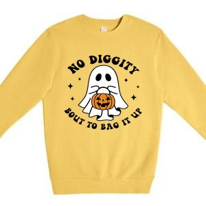 No Diggity Bout To Bag It Up Halloween Ghost Premium Crewneck Sweatshirt