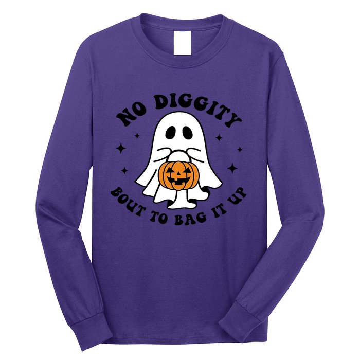 No Diggity Bout To Bag It Up Halloween Ghost Long Sleeve Shirt