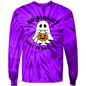 No Diggity Bout To Bag It Up Halloween Ghost Tie-Dye Long Sleeve Shirt