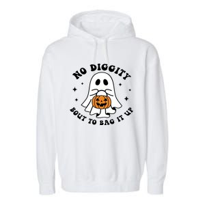 No Diggity Bout To Bag It Up Halloween Ghost Garment-Dyed Fleece Hoodie