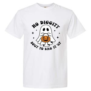 No Diggity Bout To Bag It Up Halloween Ghost Garment-Dyed Heavyweight T-Shirt