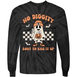 No Diggity Bout To Bag It Up Ghost Halloween Kids Tie-Dye Long Sleeve Shirt