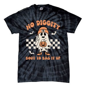 No Diggity Bout To Bag It Up Ghost Halloween Kids Tie-Dye T-Shirt