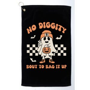 No Diggity Bout To Bag It Up Ghost Halloween Kids Platinum Collection Golf Towel