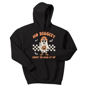 No Diggity Bout To Bag It Up Ghost Halloween Kids Kids Hoodie