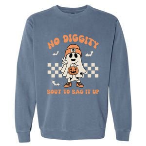 No Diggity Bout To Bag It Up Ghost Halloween Kids Garment-Dyed Sweatshirt