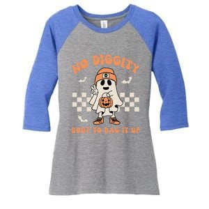 No Diggity Bout To Bag It Up Ghost Halloween Women's Tri-Blend 3/4-Sleeve Raglan Shirt