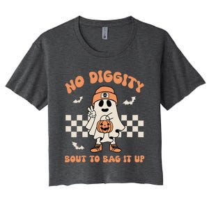 No Diggity Bout To Bag It Up Ghost Halloween Women's Crop Top Tee