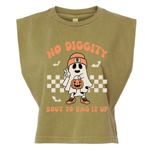 No Diggity Bout To Bag It Up Ghost Halloween Garment-Dyed Women's Muscle Tee