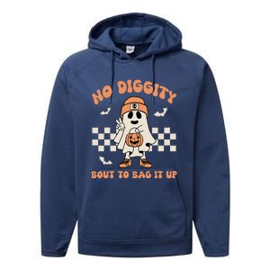 No Diggity Bout To Bag It Up Ghost Halloween Performance Fleece Hoodie