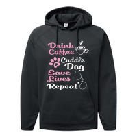 Nurse Dog Coffee Hoodie Cute Paw Print For A Nurse Dog Mom Performance Fleece Hoodie