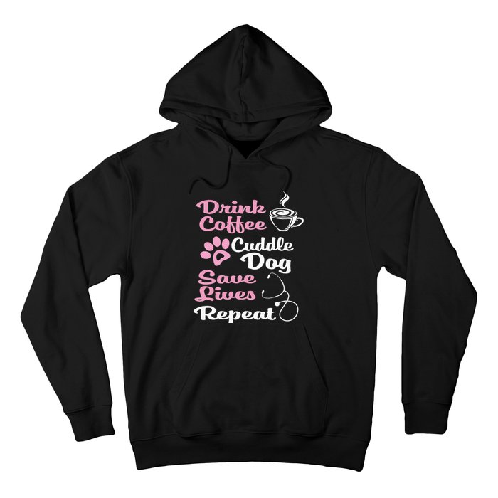 Nurse Dog Coffee Hoodie Cute Paw Print For A Nurse Dog Mom Hoodie