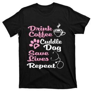 Nurse Dog Coffee Hoodie Cute Paw Print For A Nurse Dog Mom T-Shirt