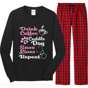 Nurse Dog Coffee Hoodie Cute Paw Print For A Nurse Dog Mom Long Sleeve Pajama Set