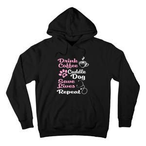 Nurse Dog Coffee Hoodie Cute Paw Print For A Nurse Dog Mom Tall Hoodie