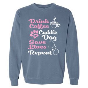 Nurse Dog Coffee Hoodie Cute Paw Print For A Nurse Dog Mom Garment-Dyed Sweatshirt