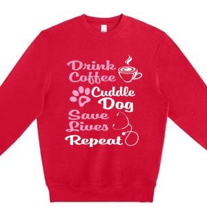 Nurse Dog Coffee Hoodie Cute Paw Print For A Nurse Dog Mom Premium Crewneck Sweatshirt