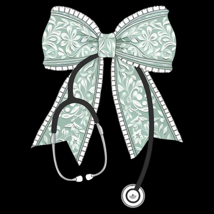 Nurse Doctor Coquette Bow Stethoscope Cute Nursing Ribbon Gift Flat Bill Trucker Hat