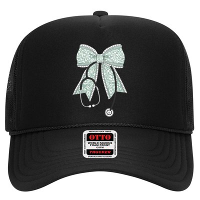 Nurse Doctor Coquette Bow Stethoscope Cute Nursing Ribbon Gift Trucker Hat